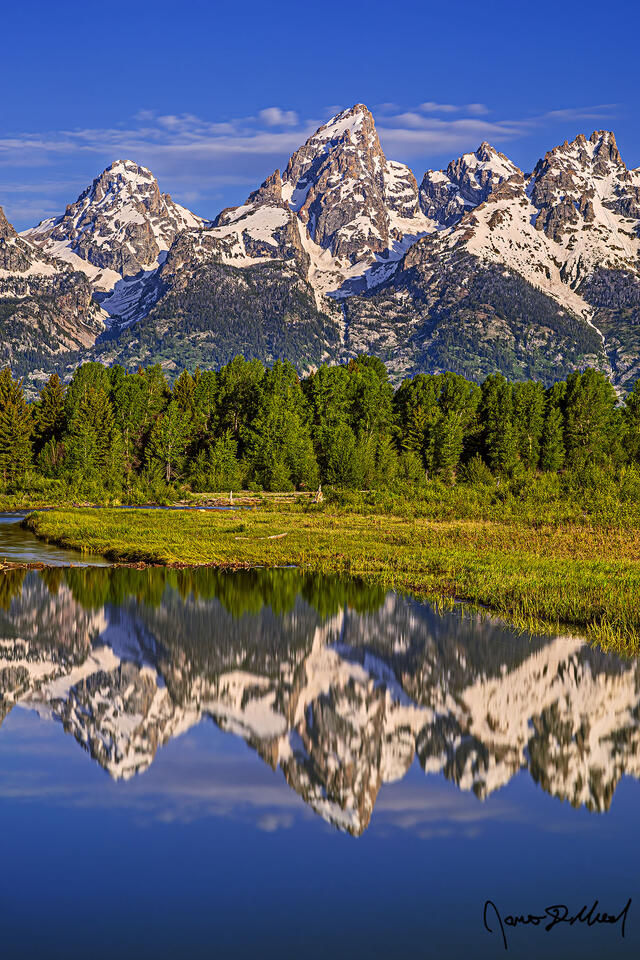 Morning Light over the Cathedral Group of the Teton Range and Beaver Ponds along the Snake River in Grand Teton National Park, Wyoming