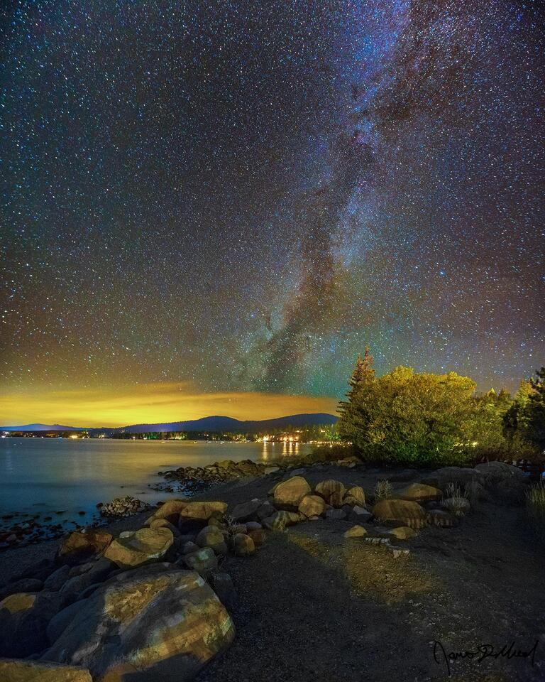 The Milky Way rises high into the sky above North Lake Tahoe in California