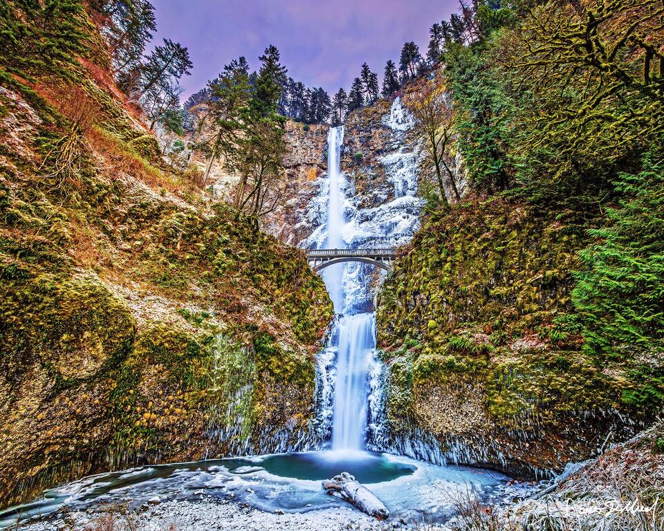A December deep freeze plunged temperatures down into the teens for several weeks, causing Multnomah Falls to begin to freeze over.