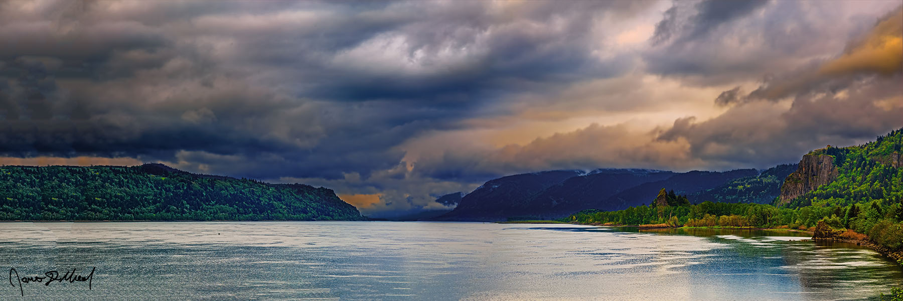 Wrath of the Clouds - Sunset Storm Clouds over the Columbia River and Columbia River Gorge, Oregon Storm clouds brew over the Columbia River and Crown Point in the Columbia River Gorge near Portland, Oregon